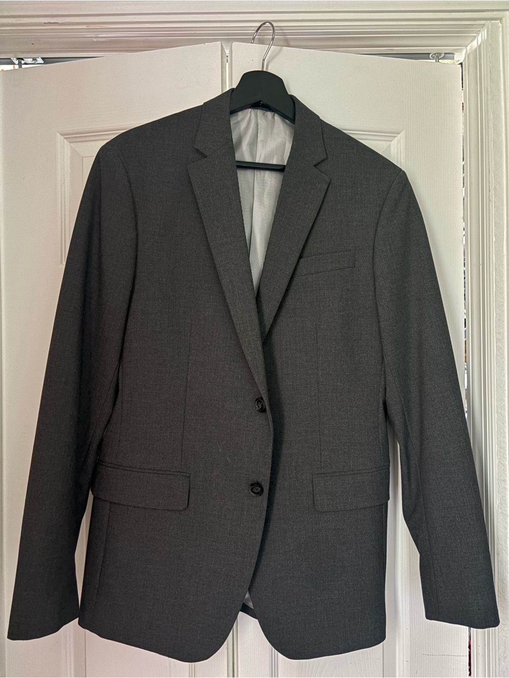jf j.ferrar Men's Dark Charcoal Two-Button Suit Jacket